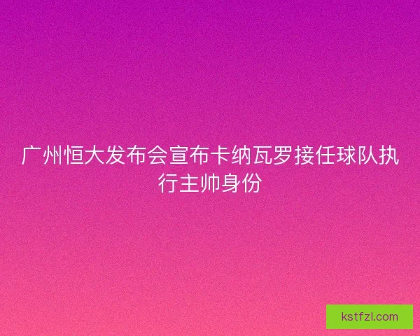 广州恒大发布会宣布卡纳瓦罗接任球队执行主帅身份