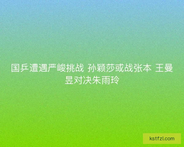 国乒遭遇严峻挑战 孙颖莎或战张本 王曼昱对决朱雨玲