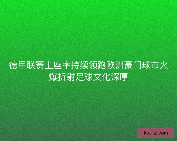 德甲联赛上座率持续领跑欧洲豪门球市火爆折射足球文化深厚